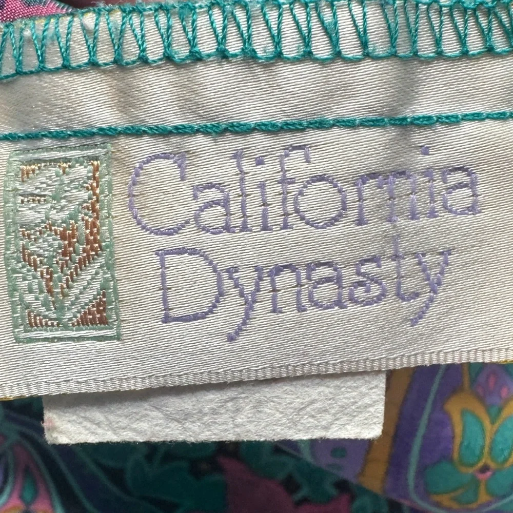 California Dynasty Vintage Floral Paisley Satin Pajama Set Shorts Tank Small USA